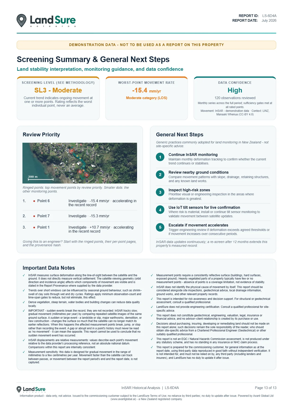 Report page 13 - screening summary and next steps