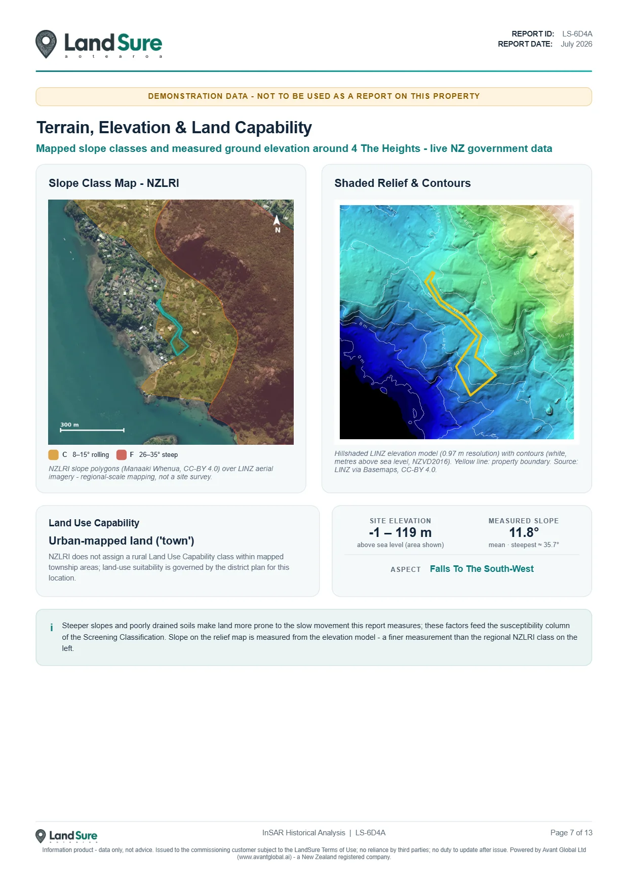Report page 7 - terrain, elevation and land capability