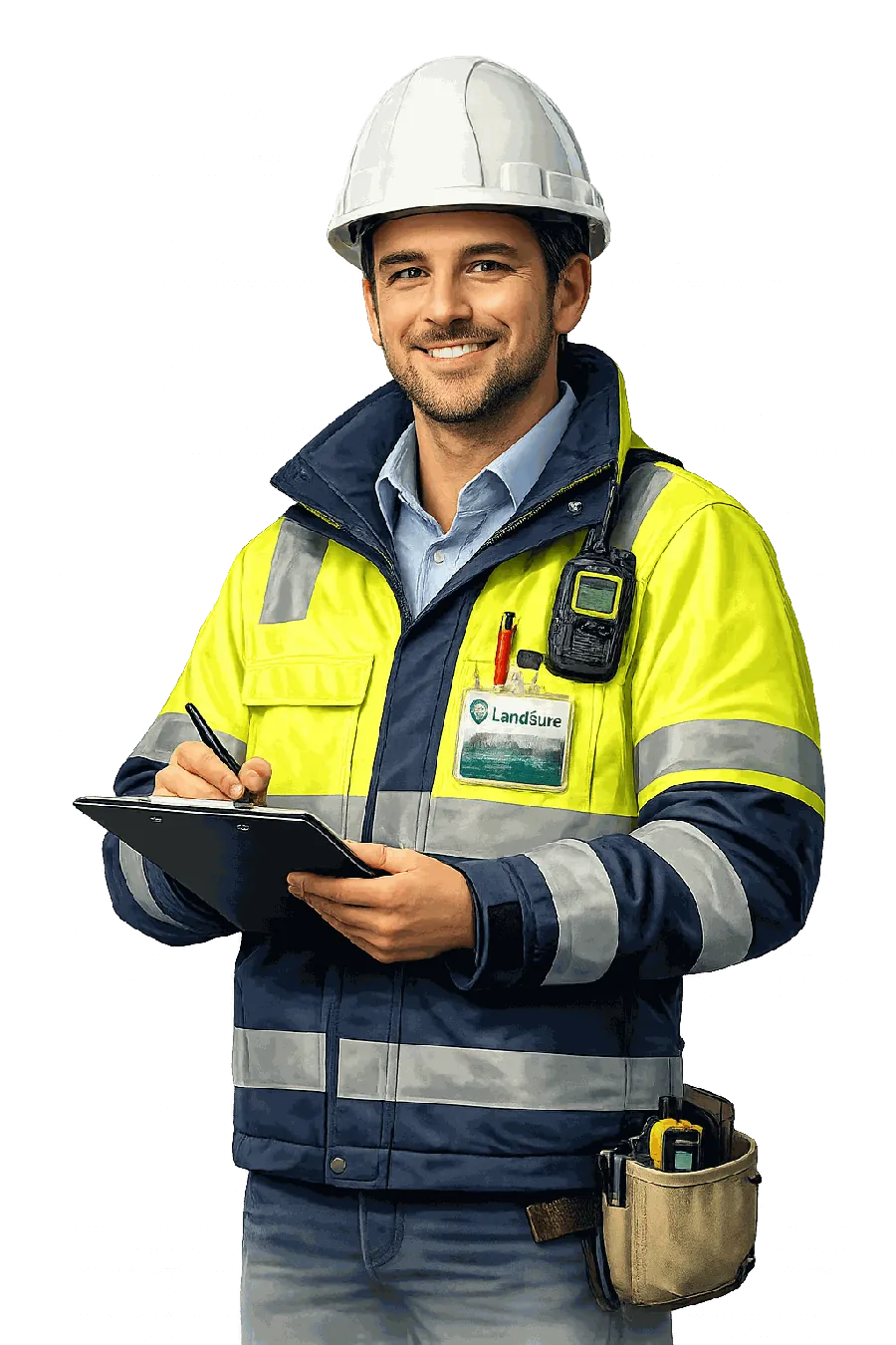 Geotechnical engineer carrying out an on-site land assessment